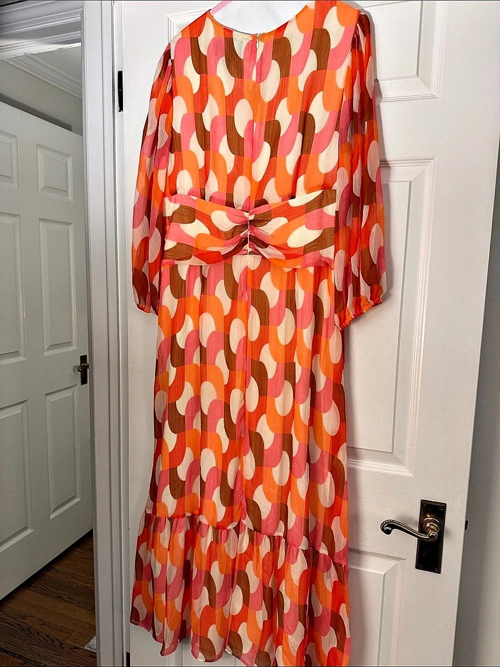 Donna Morgan Abstract Print Maxi Dress in Orange & Pink